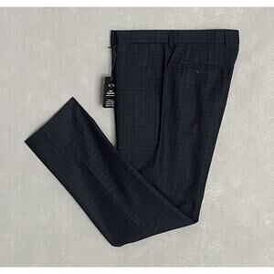 Armani Exchange Men's 32x31 Suit Pant Modern Fit Wool Charcoal & Blue Check NEW